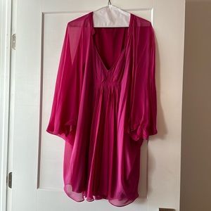 DVF Fluerette Dress in Magenta - Butterfly Sleeves!